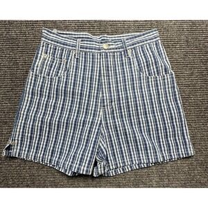 Arizona VINTAGE Striped Cotton Shorts Women Juniors 14 Blue White Snap‎ 90s